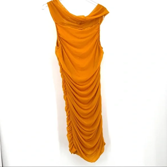 Heart & Hips Ruched Orange Dress Size Large - Picture 2 of 8